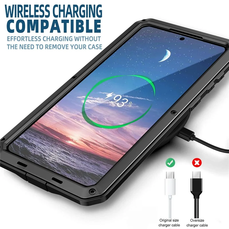 For Samsung Galaxy S25 Edge Case Silicone + Metal Phone Cover with Tempered Glass Screen Protector - Black