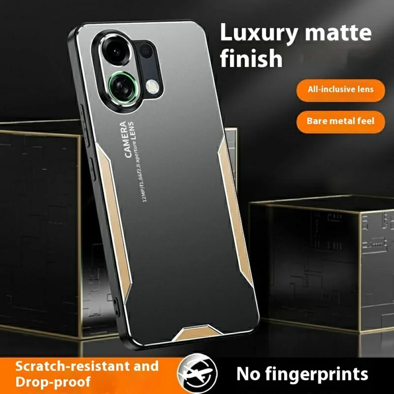 For Oppo K13 Turbo Pro 5G Phone Case Aluminium Alloy TPU PC Back Cover - Gold
