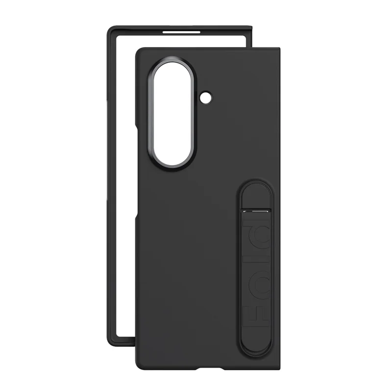 Für Samsung Galaxy Z Fold7 5G Handyhülle mit Ständer PC-Abdeckung mit gehärtetem Glas-Displayschutz - Schwarz
