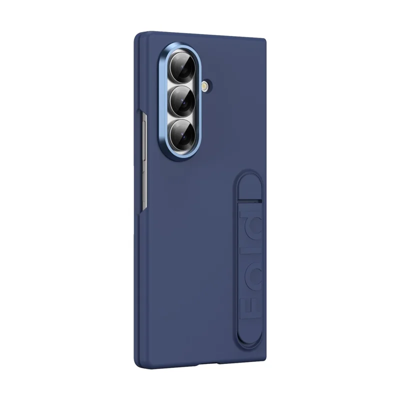 For Samsung Galaxy Z Fold7 5G Phone Case Kickstand PC Cover with Tempered Glass Screen Protector - Navy Blue