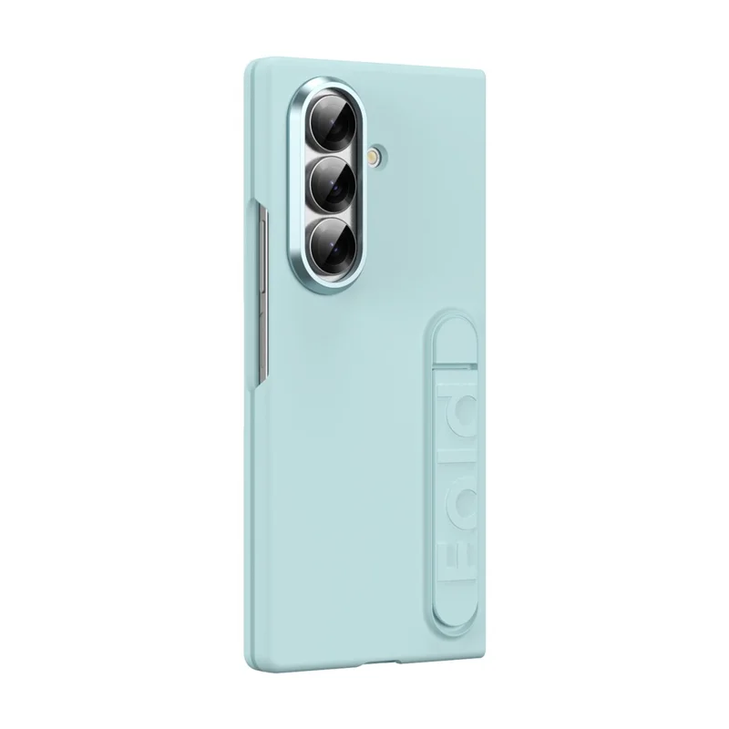 For Samsung Galaxy Z Fold7 5G Phone Case Kickstand PC Cover with Tempered Glass Screen Protector - Cyan