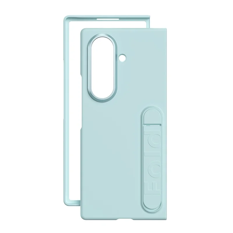 For Samsung Galaxy Z Fold7 5G Phone Case Kickstand PC Cover with Tempered Glass Screen Protector - Cyan