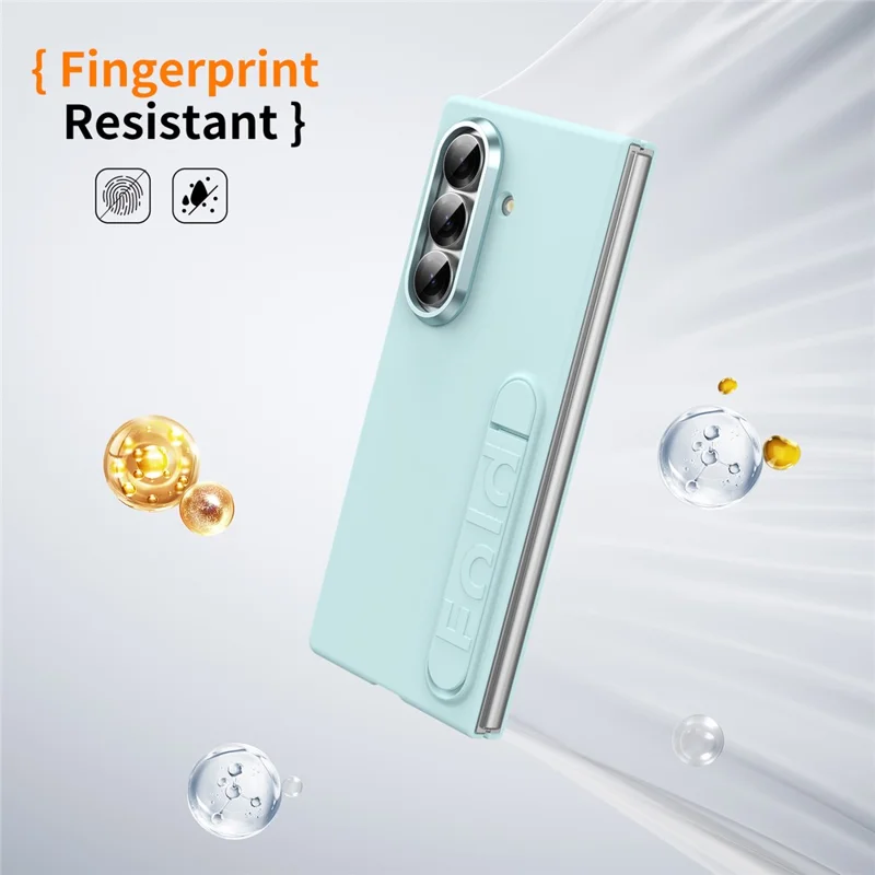 For Samsung Galaxy Z Fold7 5G Phone Case Kickstand PC Cover with Tempered Glass Screen Protector - Cyan
