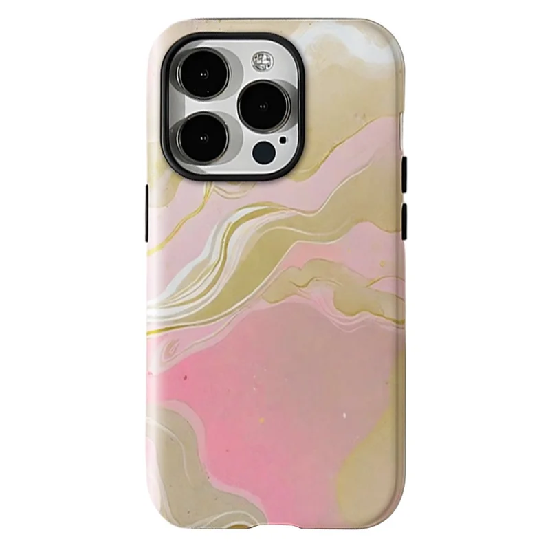 Чехол для iPhone 16 Pro Max с мраморным узором методом термопереноса, жесткий ПК + ТПУ - HZ991