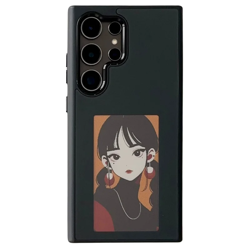 For Samsung Galaxy S25 Ultra E Ink Phone Cover 4-Color Display Pattern Customized Case - Black