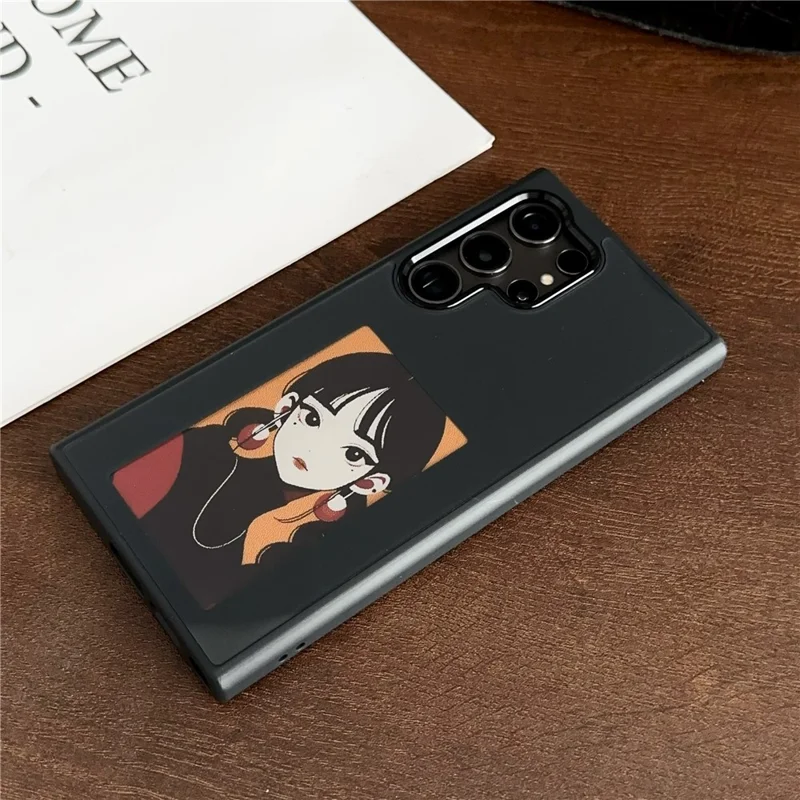 For Samsung Galaxy S25 Ultra E Ink Phone Cover 4-Color Display Pattern Customized Case - Black