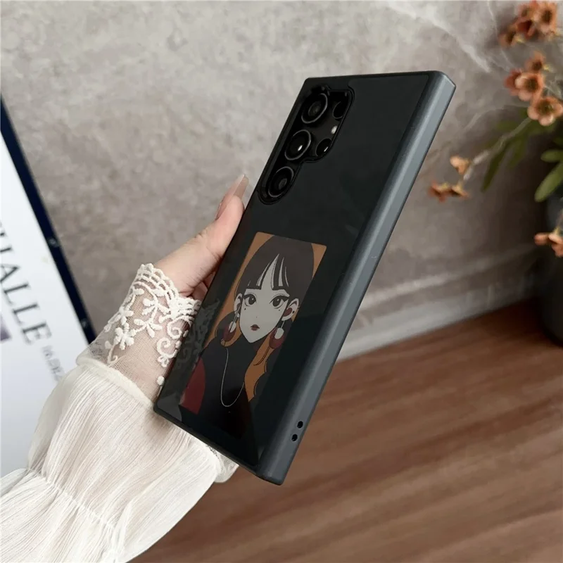 For Samsung Galaxy S25 Ultra E Ink Phone Cover 4-Color Display Pattern Customized Case - Black