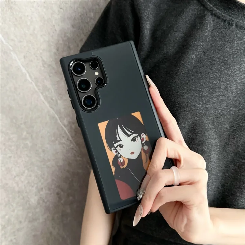 For Samsung Galaxy S25 Ultra E Ink Phone Cover 4-Color Display Pattern Customized Case - Black