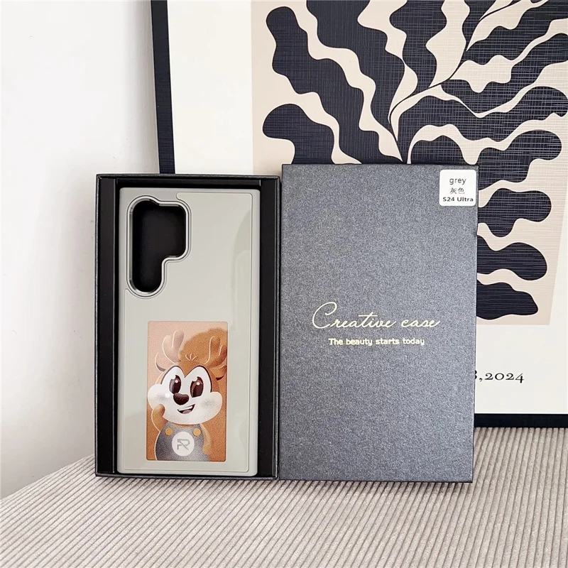 For Samsung Galaxy S25 Ultra E Ink Phone Cover 4-Color Display Pattern Customized Case - Grey