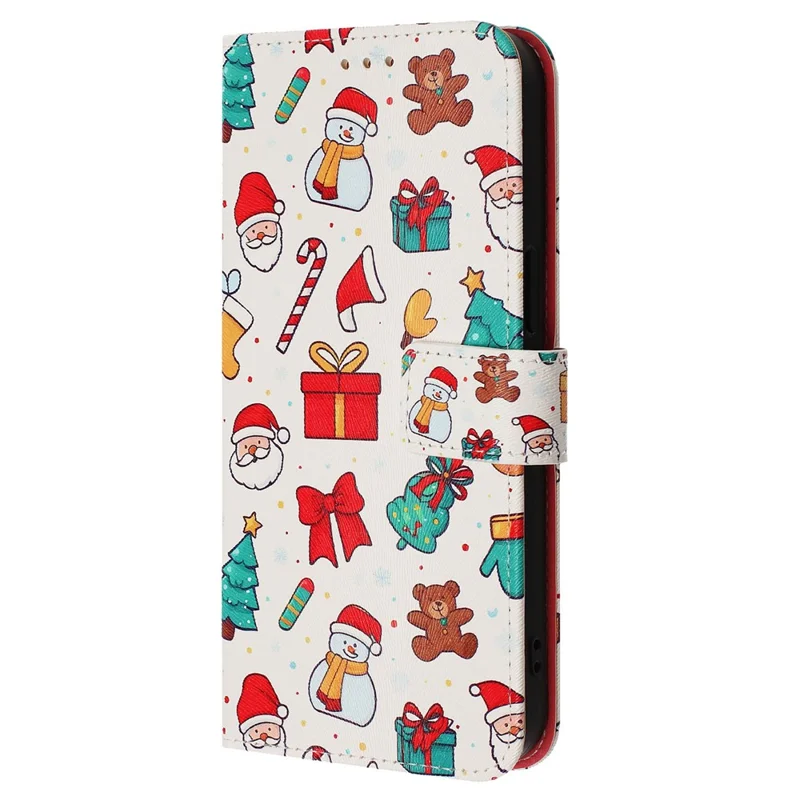 For iPhone 17 Wallet Case Christmas Pattern Printing Leather Phone Cover with Lanyard - Christmas Elements
