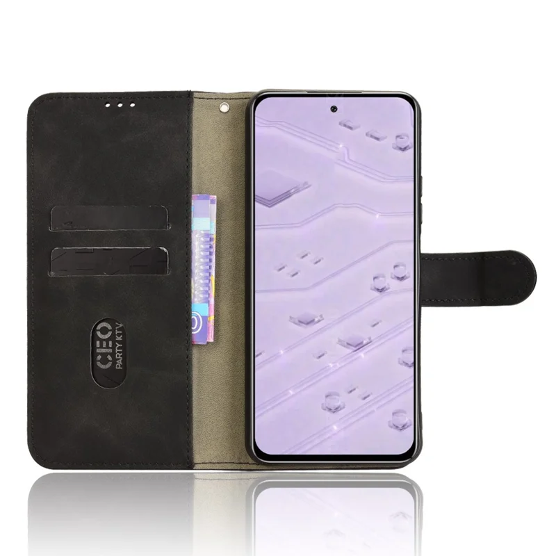 Pour Oukitel C65 Pro / C65 Étui en Cuir Effet Peau Antichoc Portefeuille Housse de Téléphone Rabattable - Noir