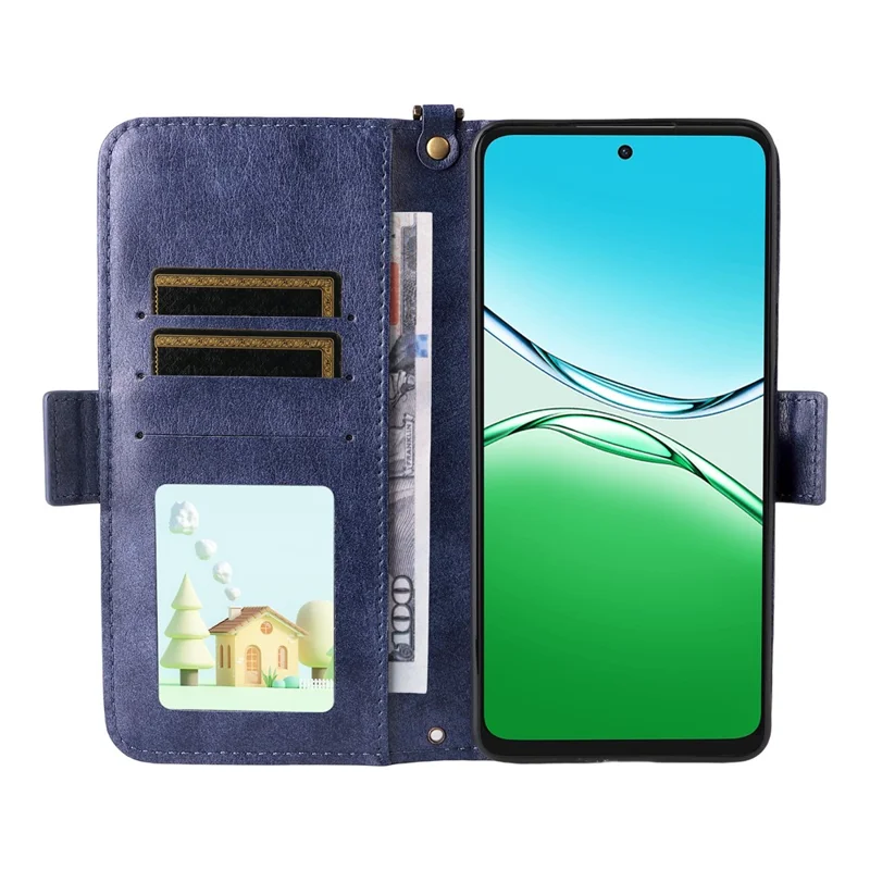 Per Oppo A5 Pro 5G (Globale) / A5 Pro 4G (Globale) Cover in Pelle con Chiusura Magnetica Portafoglio Supporto Telefono con Cinturino Trasversale - Blu