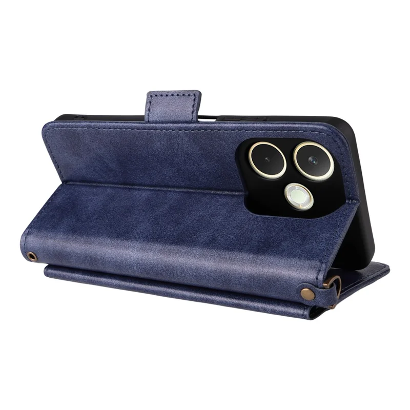 Per Oppo A5 Pro 5G (Globale) / A5 Pro 4G (Globale) Cover in Pelle con Chiusura Magnetica Portafoglio Supporto Telefono con Cinturino Trasversale - Blu