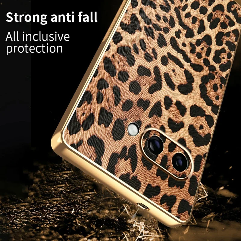 Étui pour Google Pixel 9a Imprimé Léopard en Cuir PU Revêtu TPU + PC Coque de Téléphone Électrolytique
