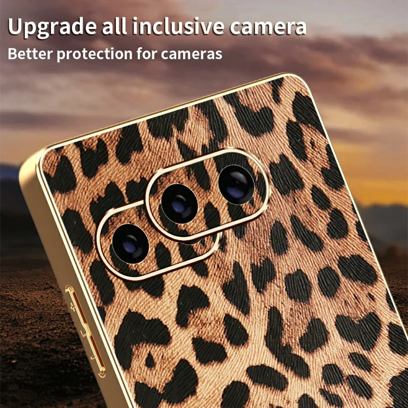 Étui pour Google Pixel 9a Imprimé Léopard en Cuir PU Revêtu TPU + PC Coque de Téléphone Électrolytique