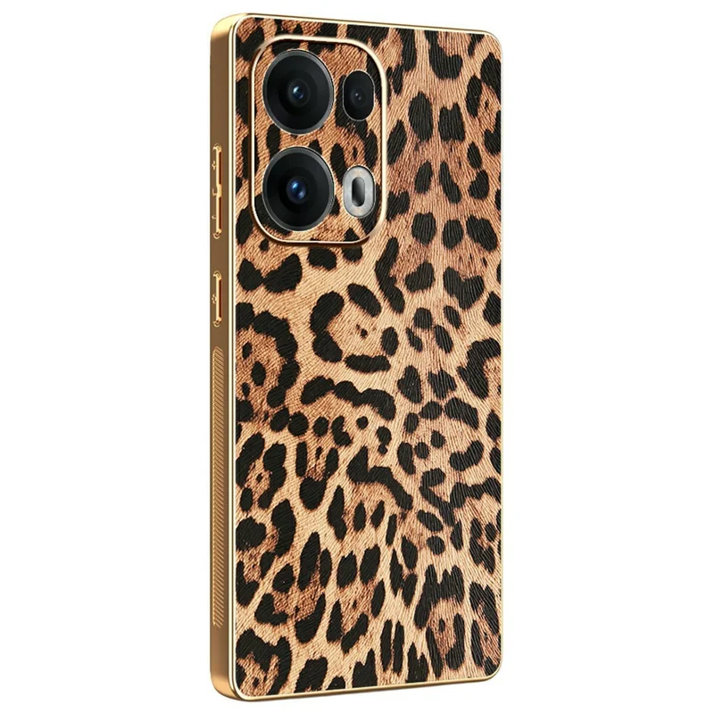 Für Oppo Reno13 Pro 5G Hülle Leopardenmuster PU-Leder beschichtetes TPU + PC Elektrolytisch beschichtete Handyhülle