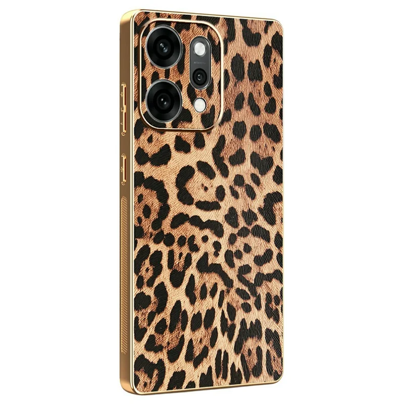 Für Oppo Reno14 Pro 5G (Global) Hülle Leopardenmuster PU-Leder beschichteter TPU + PC Galvanisierung Handyhülle