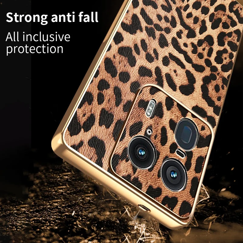 Für Motorola Edge 50 Ultra 5G / Moto X50 Ultra 5G Hülle Leopardenmuster PU-Leder beschichtet TPU + PC Galvanisierung Handyhülle