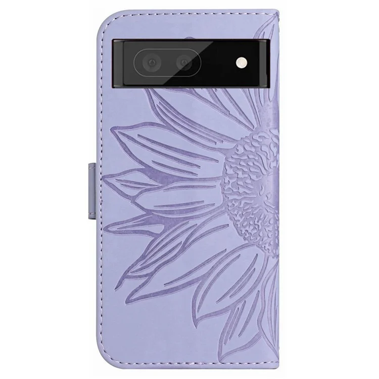 Estuche Telefónico Amigable Para la Piel HT04 Para Google Pixel 7 5G, Soporte de Billetera Imprimida Gunfower Shock Phelip Cover Con Correa Para el Hombro - Púrpura Ligera
