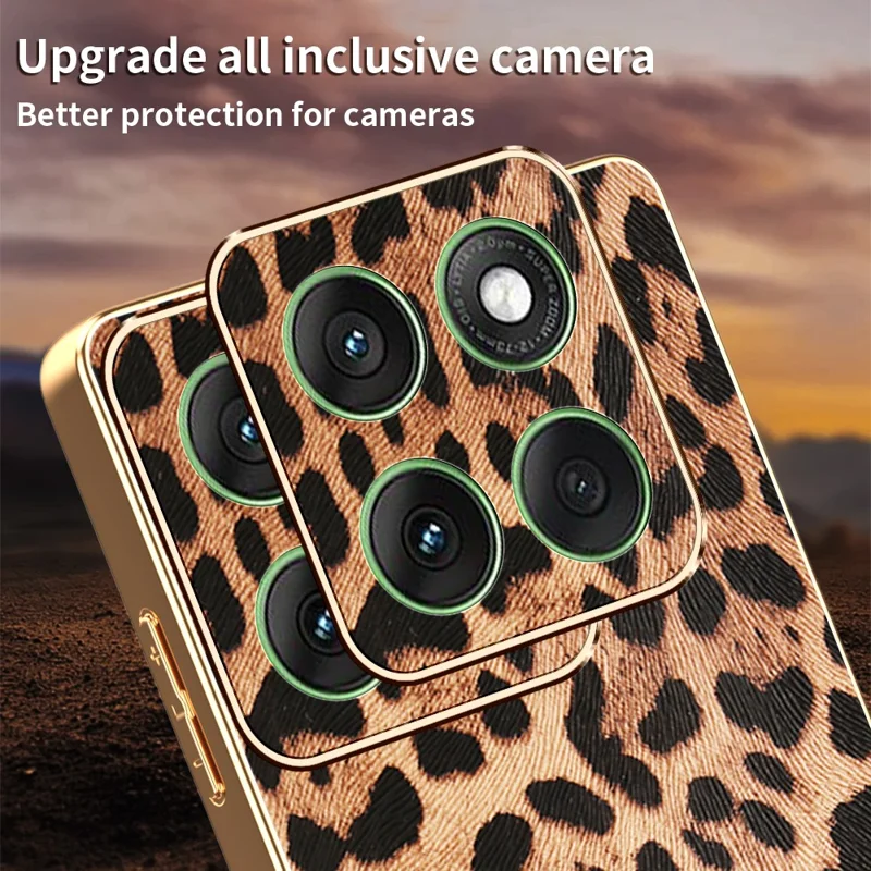 Étui de téléphone pour Motorola Edge 60 Fusion 5G / 60 5G / 60s 5G Motif Léopard en Cuir PU Revêtu TPU + PC Coque Électrolytique