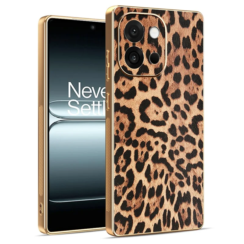Capa para OnePlus 13T 5G / 13s 5G com Estampa de Leopardo, Couro Sintético com TPU + PC Eletroplastificado