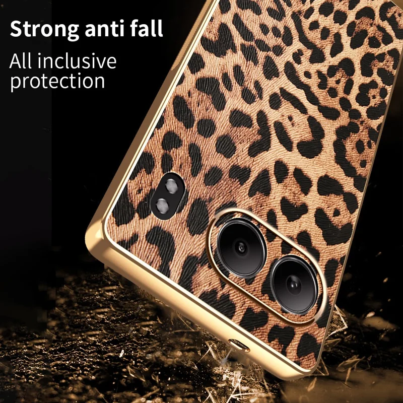 For OnePlus Nord 4 Case Leopard Print PU Leather Coated PC + TPU Electroplating Phone Cover