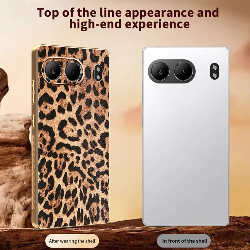 For OnePlus Nord 4 Case Leopard Print PU Leather Coated PC + TPU Electroplating Phone Cover