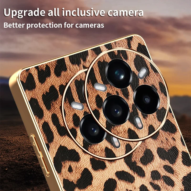 Funda para Realme 14 Pro+ 5G con Estampado de Leopardo, Cuero PU Recubierto, TPU + PC con Acabado Electrolítico