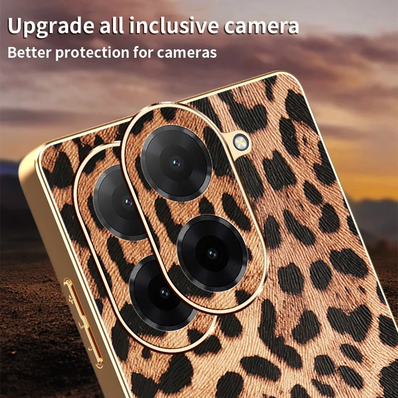 Pour Xiaomi Redmi A5 4G (171,7 mm) / Poco C71 4G Étui Imprimé Léopard en Cuir PU Revêtu de TPU + PC Coque de Téléphone Électrolytique