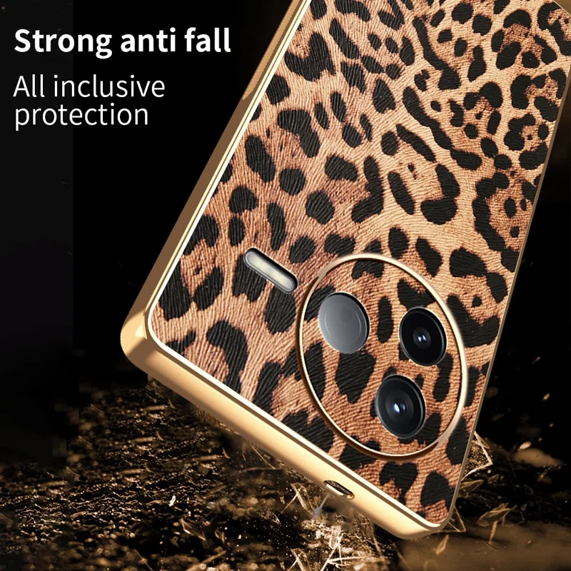 For Xiaomi Redmi K80 5G / Poco F7 Pro 5G Case Leopard Print PU Leather Coated PC + TPU Electroplating Phone Cover