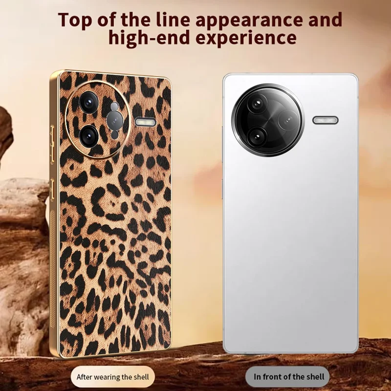 For Xiaomi Redmi K80 Pro 5G / Poco F7 Ultra 5G Case Leopard Print PU Leather Coated PC + TPU Electroplating Phone Cover
