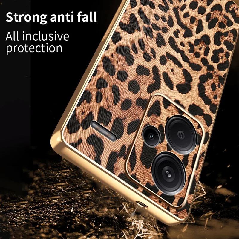 Funda para Xiaomi Redmi Note 13 Pro+ 5G con Estampado de Leopardo, Cuero PU Revestido, PC + TPU Electrolaminado