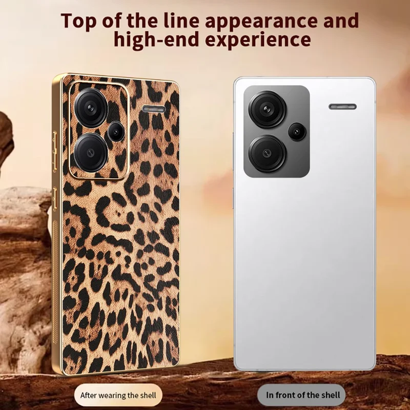Funda para Xiaomi Redmi Note 13 Pro+ 5G con Estampado de Leopardo, Cuero PU Revestido, PC + TPU Electrolaminado