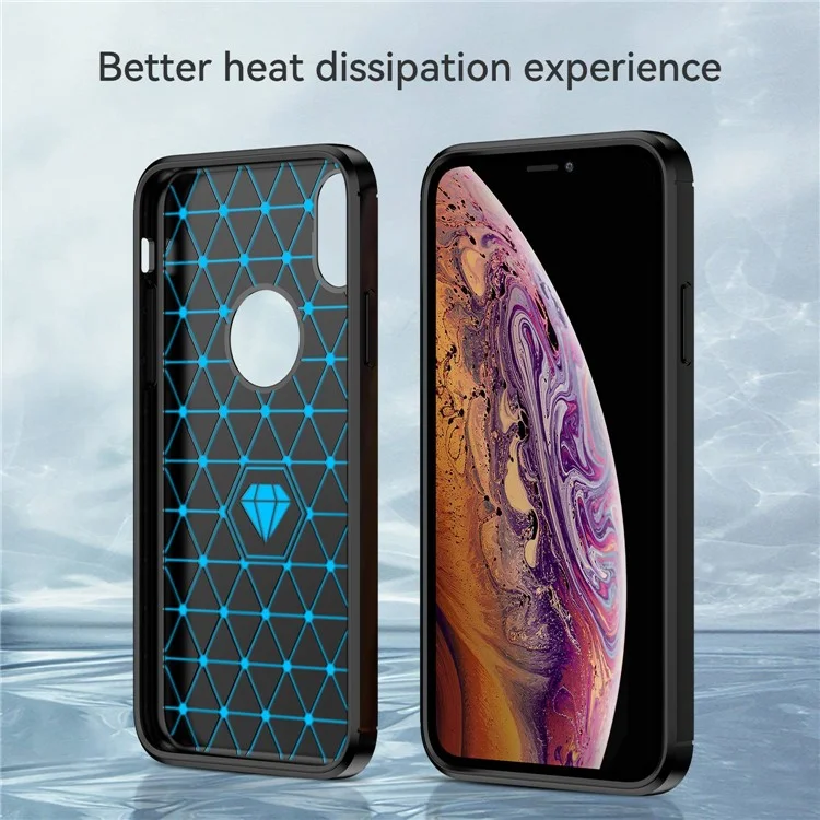 Per iPhone XR 6.1 pollici Protezione da caduta Flessibile Custodia posteriore in TPU Texture in fibra di carbonio spazzolata Custodia per cellulare - Nero
