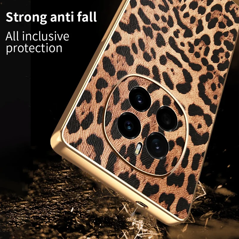 Étui For Honor Magic7 5G Imprimé Léopard en Cuir PU Recouvert de PC + TPU avec Finition Électrolytique