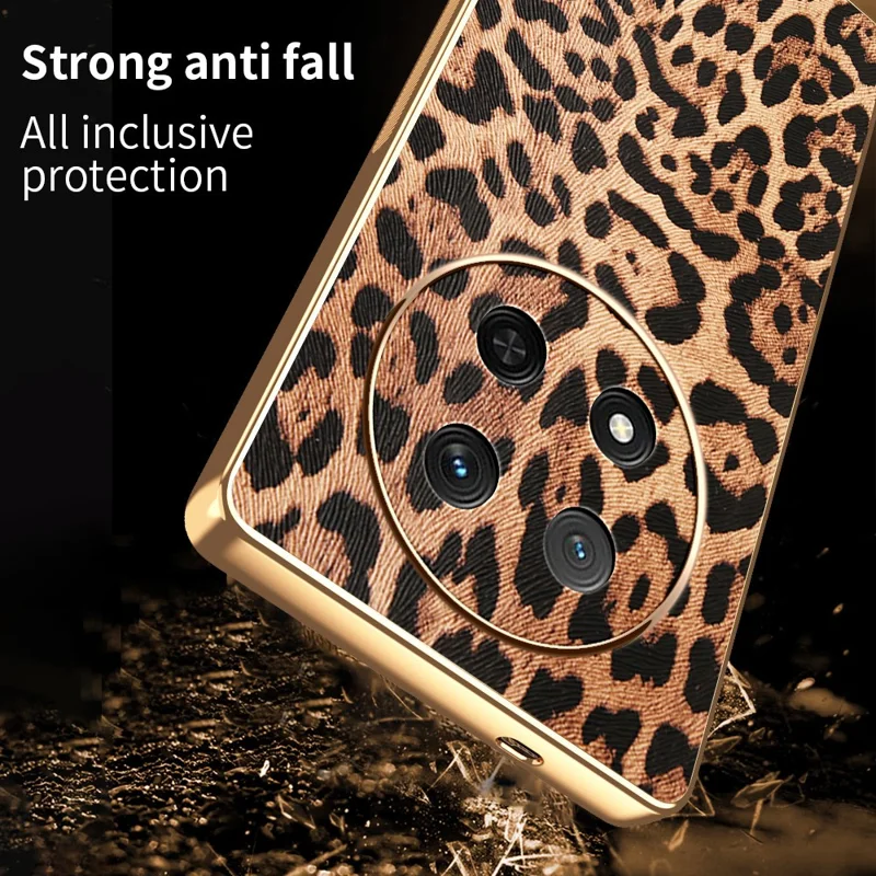 Handyhülle für Honor Magic7 Lite 5G / X60 Pro 5G / X9c 5G Leopardenmuster PU-Leder beschichtete PC + TPU Elektrolack-Schutzhülle