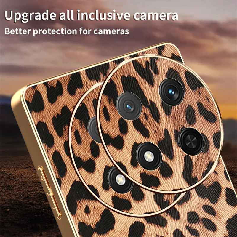 Handyhülle für Honor Magic7 Lite 5G / X60 Pro 5G / X9c 5G Leopardenmuster PU-Leder beschichtete PC + TPU Elektrolack-Schutzhülle