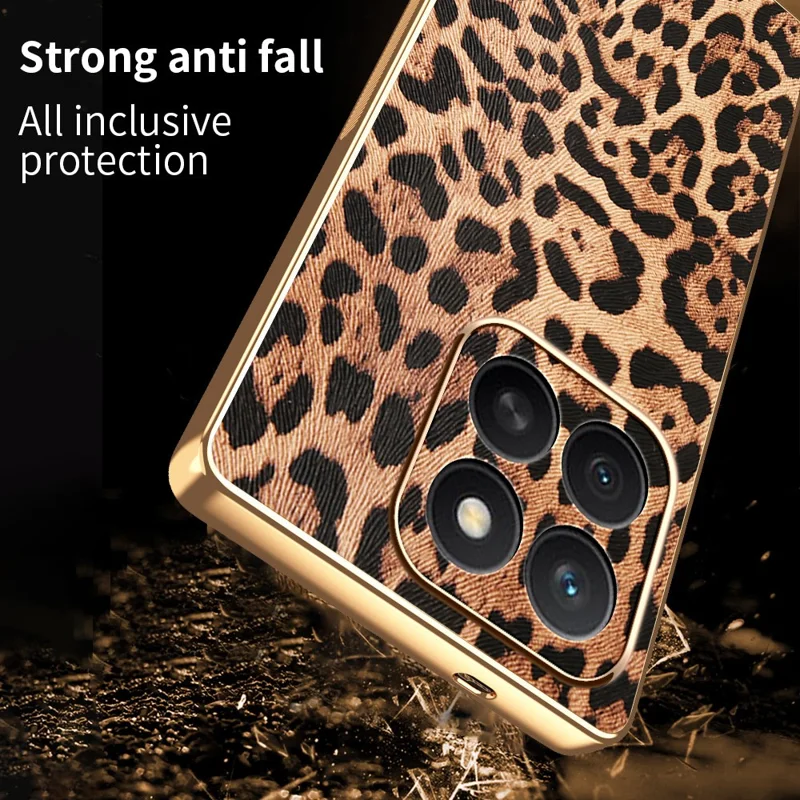 Étui For Honor X8c 4G Imprimé Léopard en Cuir PU Recouvert de PC + TPU avec Placage Électrolytique pour Téléphone