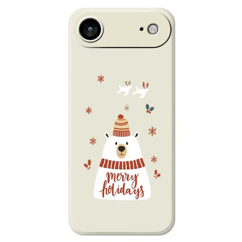 For iPhone Air Case Merry Holiday Bear Pattern Printing Straight Edge TPU Phone Back Cover - Beige