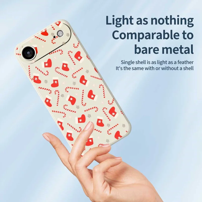 Cover posteriore per iPhone 17 Air - Custodia rossa con motivo di bastoncini e calze, bordi dritti in TPU - Verde