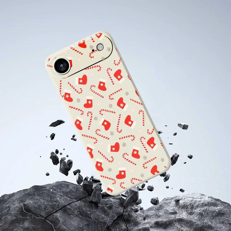 Cover posteriore per iPhone 17 Air - Custodia rossa con motivo di bastoncini e calze, bordi dritti in TPU - Verde