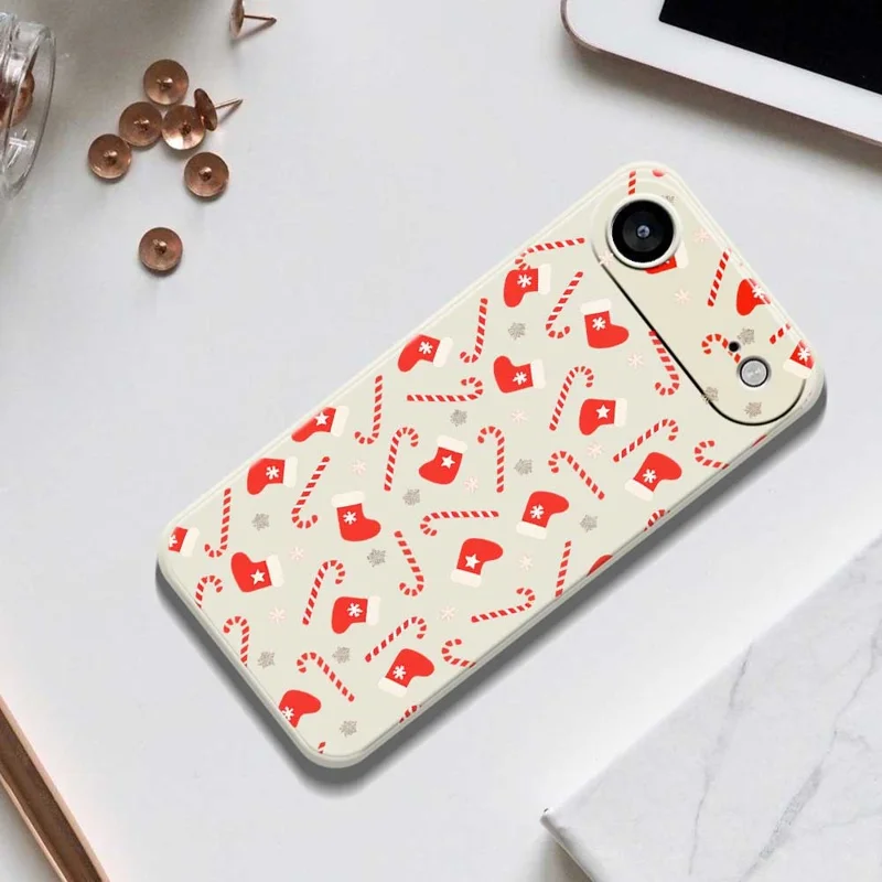 Cover posteriore per iPhone 17 Air - Custodia rossa con motivo di bastoncini e calze, bordi dritti in TPU - Verde
