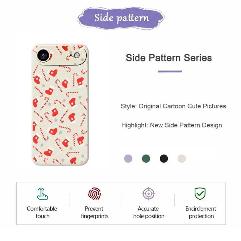 Cover posteriore per iPhone 17 Air - Custodia rossa con motivo di bastoncini e calze, bordi dritti in TPU - Verde