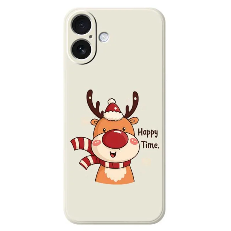 Funda para iPhone 17 Tiempo Feliz con Estampado de Ciervo, Borde Recto, Carcasa Trasera de TPU - Beige