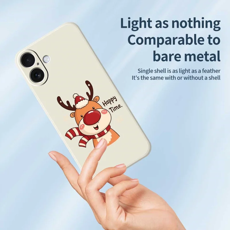 Funda para iPhone 17 Tiempo Feliz con Estampado de Ciervo, Borde Recto, Carcasa Trasera de TPU - Beige