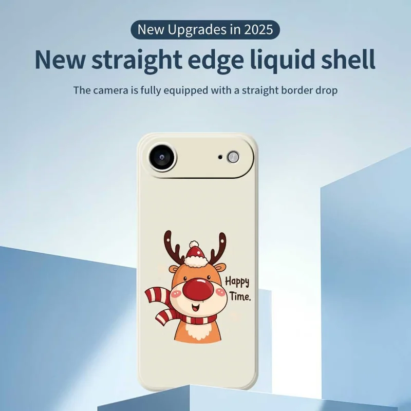 Funda de aire para iPhone 17 Estampado de ciervo Alegre Borde recto Cubierta trasera de teléfono de TPU - Beige