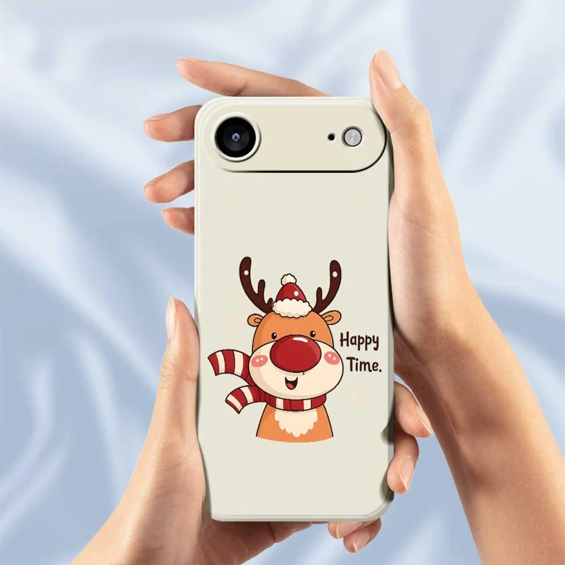 Funda de aire para iPhone 17 Estampado de ciervo Alegre Borde recto Cubierta trasera de teléfono de TPU - Beige