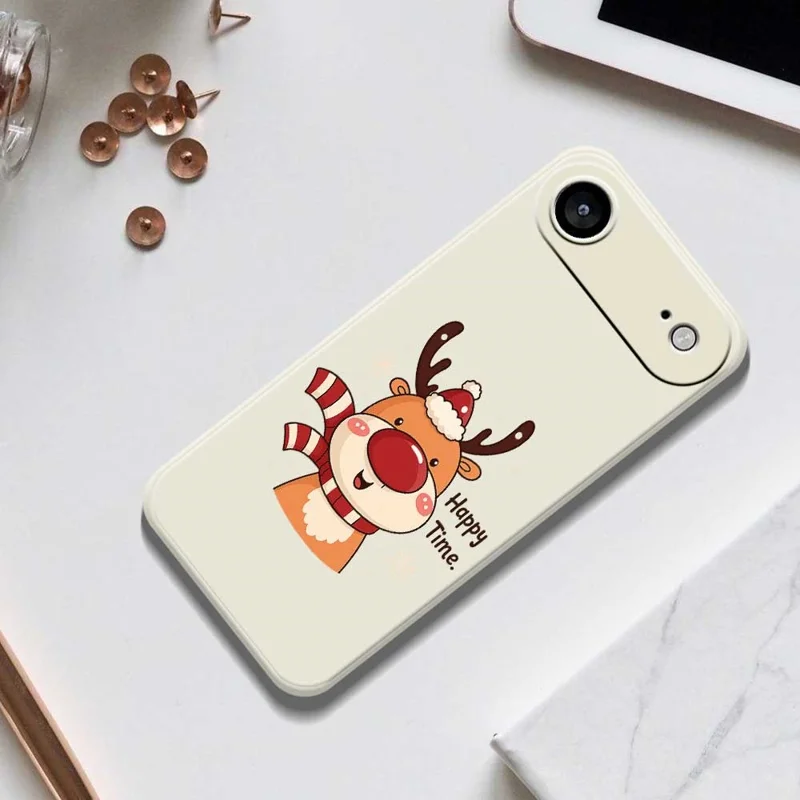Funda de aire para iPhone 17 Estampado de ciervo Alegre Borde recto Cubierta trasera de teléfono de TPU - Beige