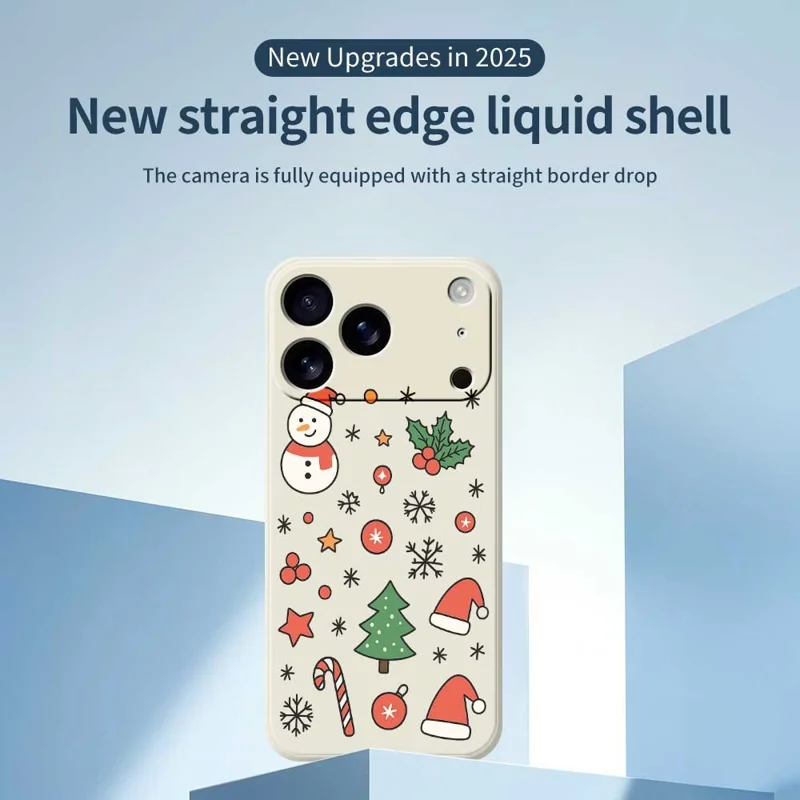 For iPhone 17 Pro Case met Sneeuwman en Sinterklaashoed Patroon Printing Rechte Rand TPU Telefoon Achterkant - Groen