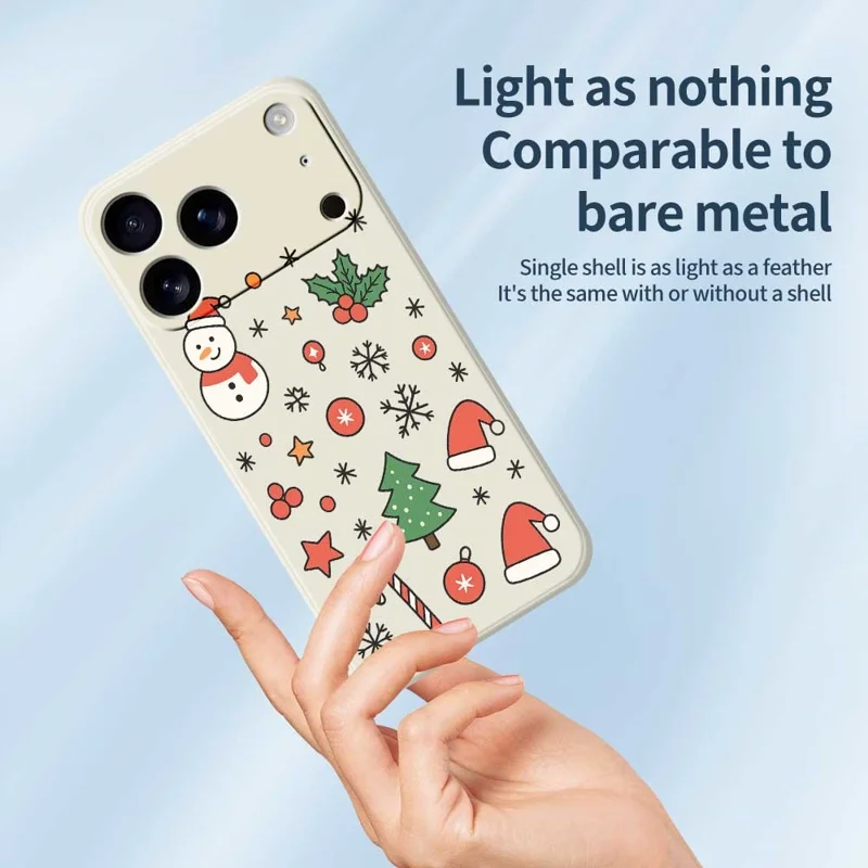 For iPhone 17 Pro Case met Sneeuwman en Sinterklaashoed Patroon Printing Rechte Rand TPU Telefoon Achterkant - Groen